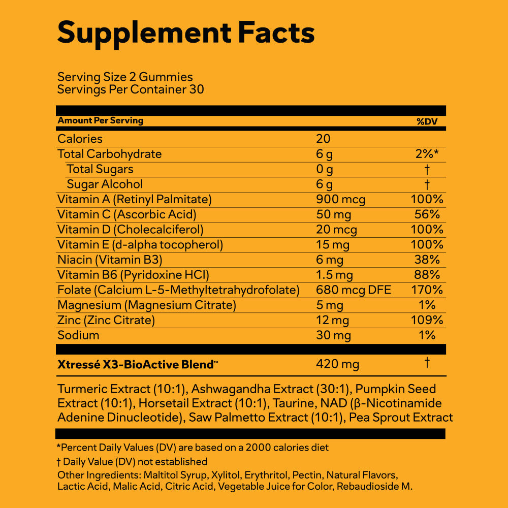 Xtressé Hair Growth Gummies supplement facts panel